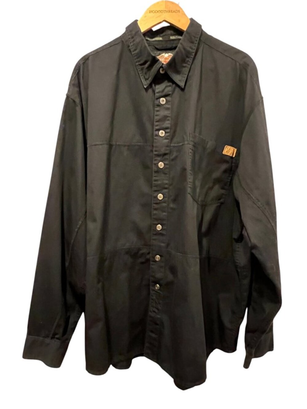 Harley-Davidson Men's Graphic Back Button Down Shirt, Black, XXL